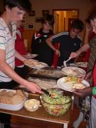 Middagarna kom färdiglagade till vår stuga. Mycket och god mat!