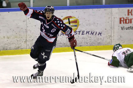Bild: Mörrums spelare Simon Hansson gjorde Mörrums första mål i matchen mot Kristianstad IK